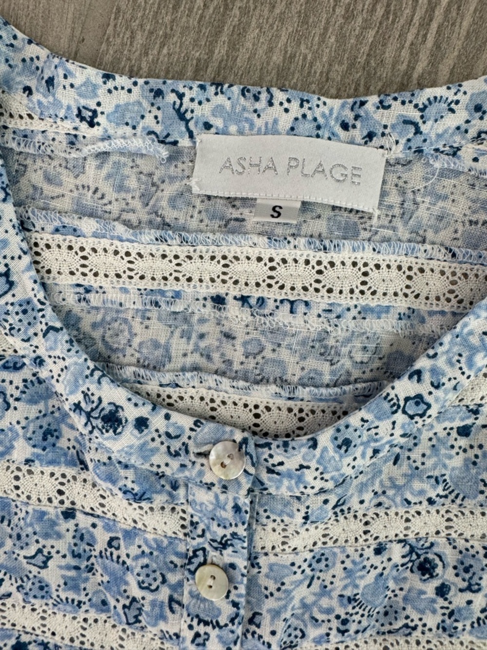 ASHA PLAGE Mimi Dress Blue Cotton Linen Size Small NWOT - Picture 5 of 6